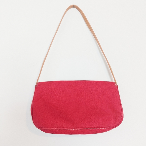 small Red shoulder bag with olive green lining - Picture 2 of 5